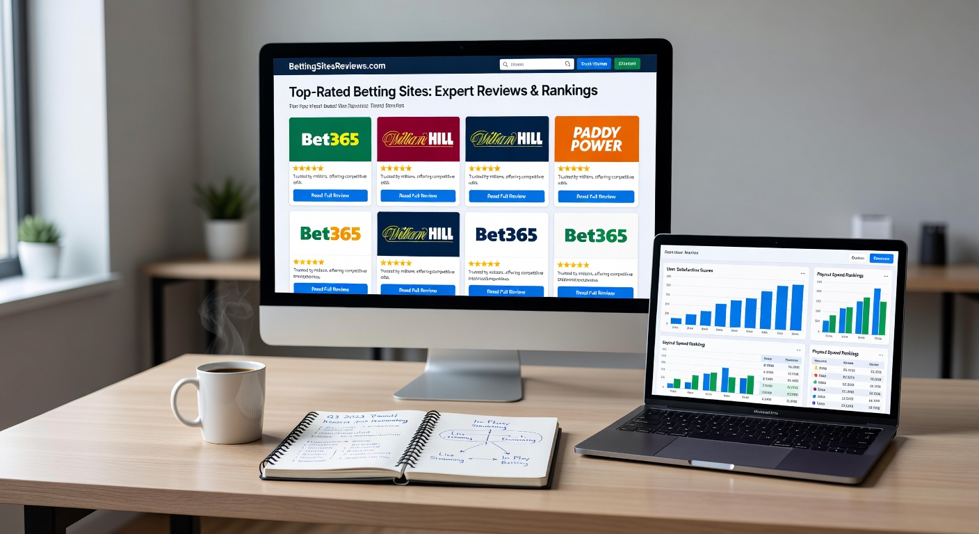 Infographic breaking down betting site review criteria including licensing icons, odds charts, bonus structures, and user rating scales