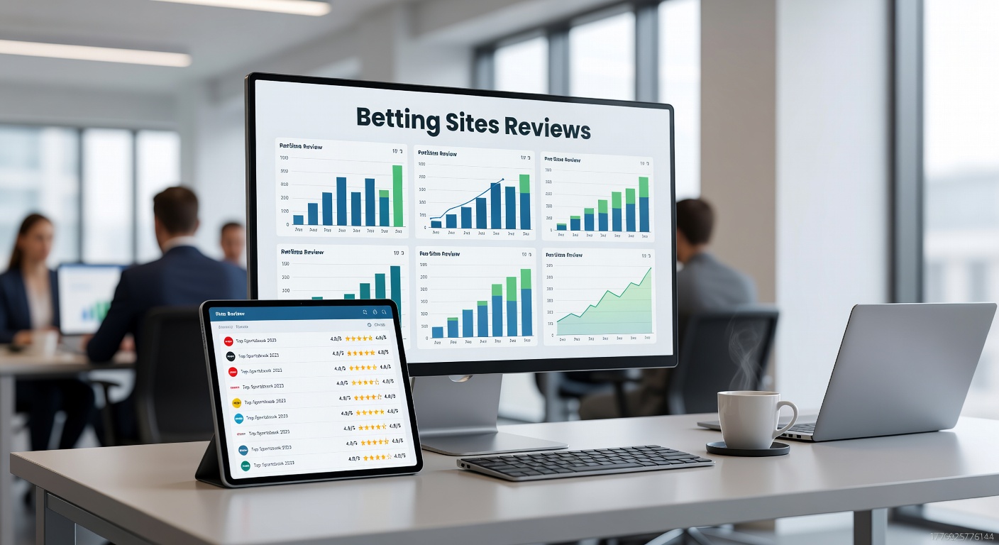Collage of sportsbook interfaces displaying odds, promotions, and user reviews on digital screens