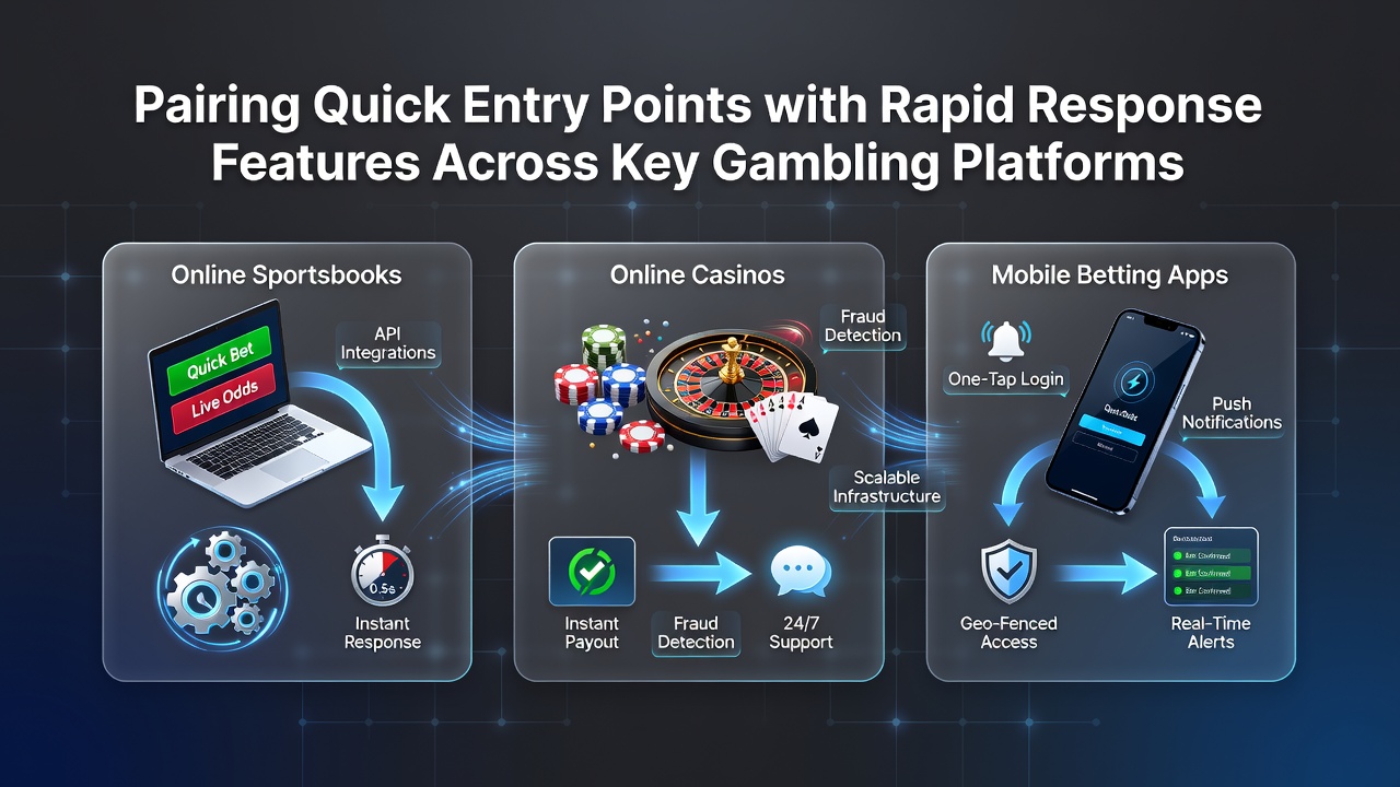 Diagram showing streamlined access links connected to instant support channels on gambling interfaces