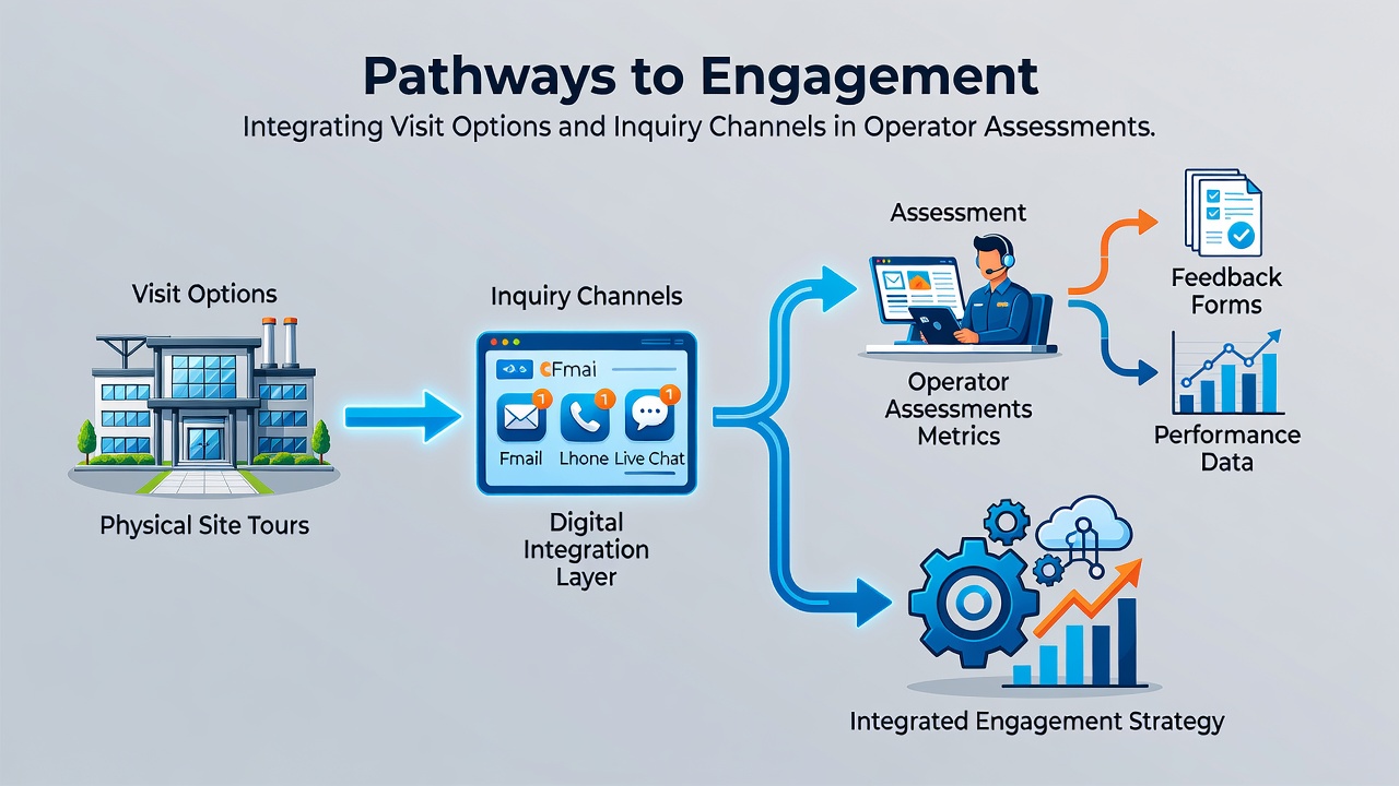 Flowchart illustrating data flow between visit records and inquiry responses in operator assessment workflows