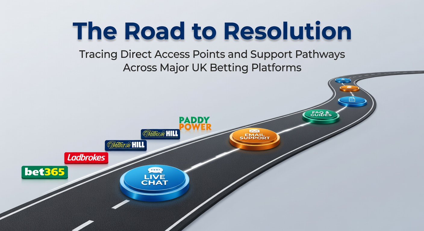 Overview of support pathways on major UK betting platforms showing chat, phone and help centre icons